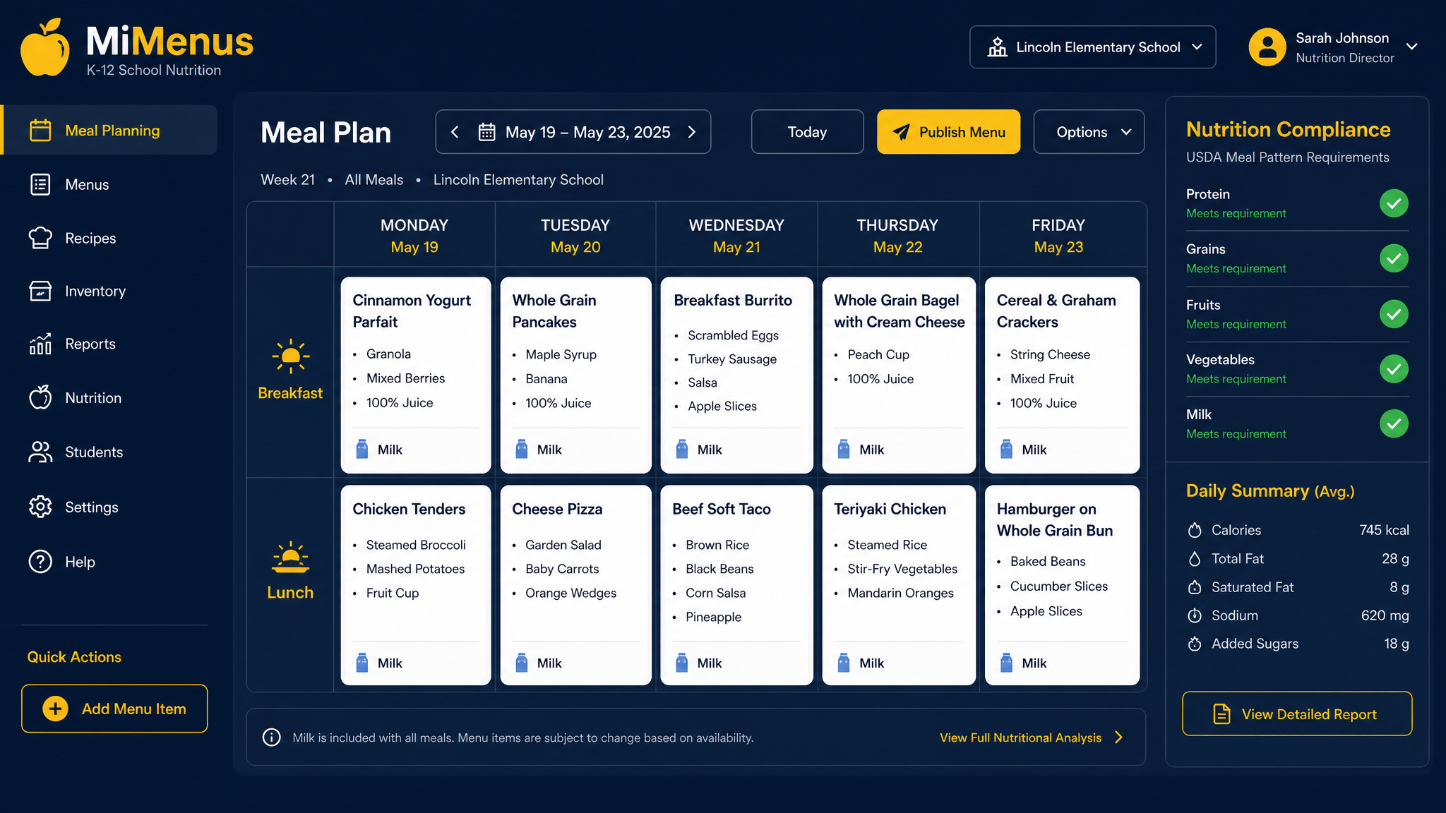 MiMenus modern AI-powered interface